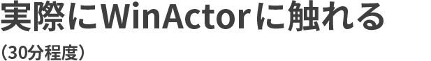 実際にWinActorに触れる（30分程度）